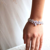 Cubic zirconia bridal bracelet clustered leaf design - AUBREE - Treasures by Agnes