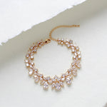Cubic zirconia bridal bracelet clustered leaf design - AUBREE - Treasures by Agnes