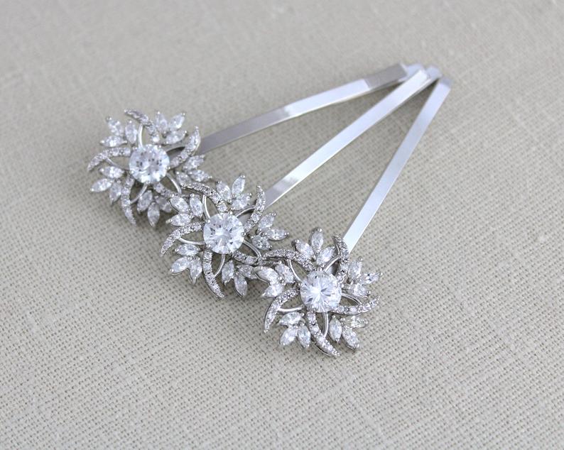 Cubic Zirconia Rose gold hair pins - Treasures by Agnes