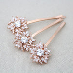 Cubic Zirconia Rose gold hair pins - Treasures by Agnes