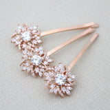 Cubic Zirconia Rose gold hair pins - Treasures by Agnes
