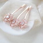 Cubic Zirconia Rose gold hair pins - Treasures by Agnes