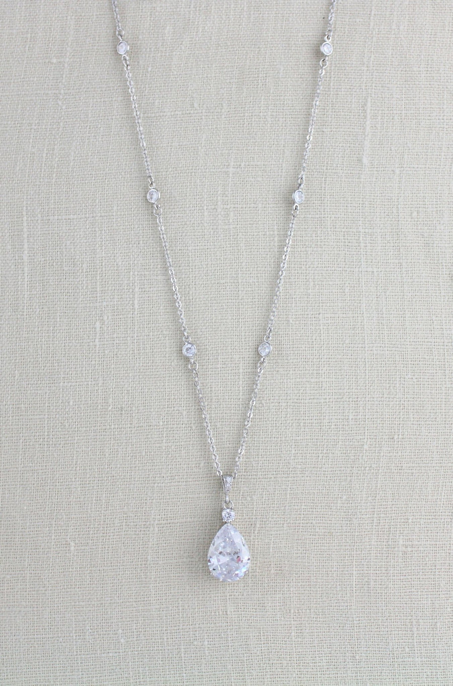Cubic zirconia teardrop Bridal necklace - PEYTON - Treasures by Agnes