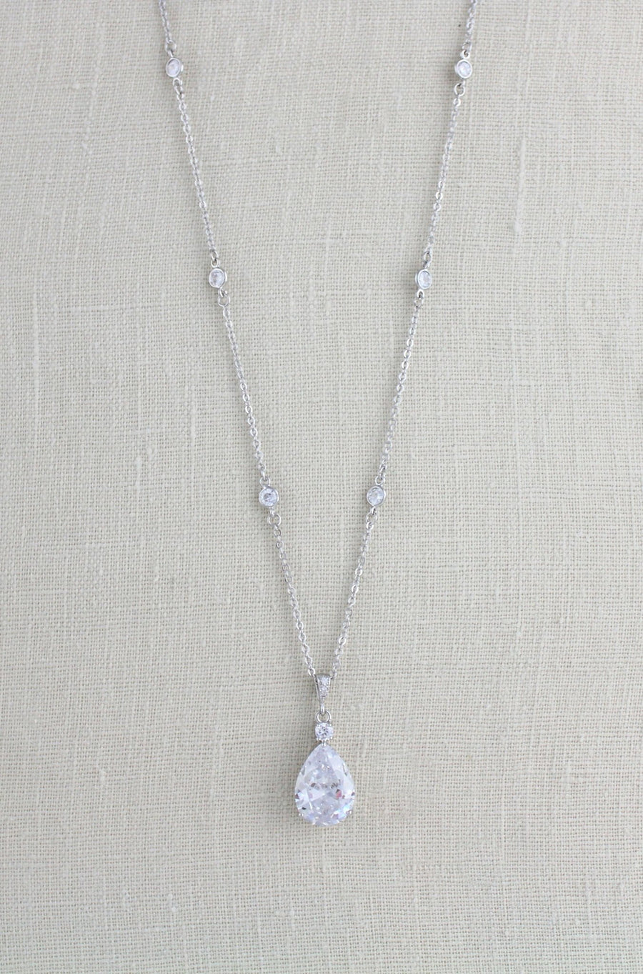 Cubic zirconia teardrop Bridal necklace - PEYTON - Treasures by Agnes