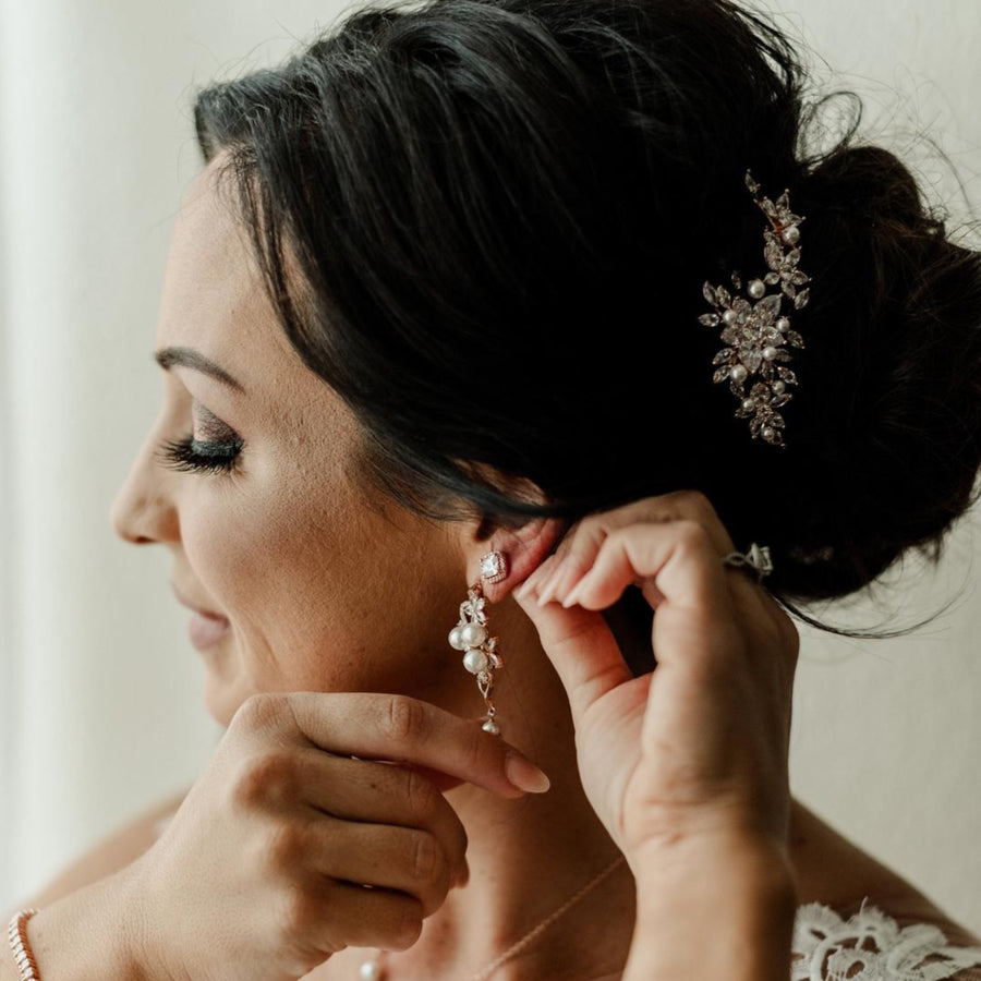 CZ drop wedding earrings Chandelier Bridal earrings - MIA - Treasures by Agnes