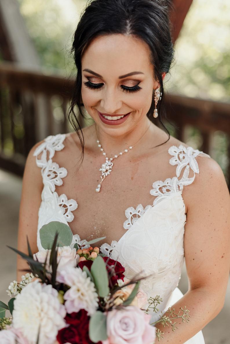 CZ drop wedding earrings Chandelier Bridal earrings - MIA - Treasures by Agnes