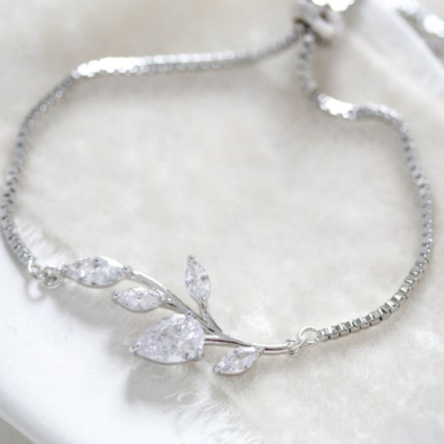 Dainty Rose gold Adjustable Wedding bracelet - APRILLE