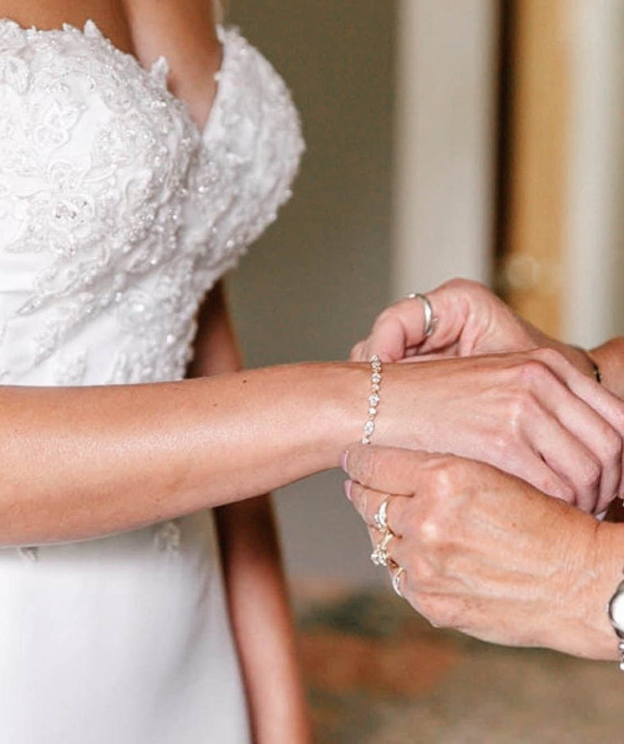 Dainty Rose gold cubic zirconia bridal bracelet - LIV - Treasures by Agnes