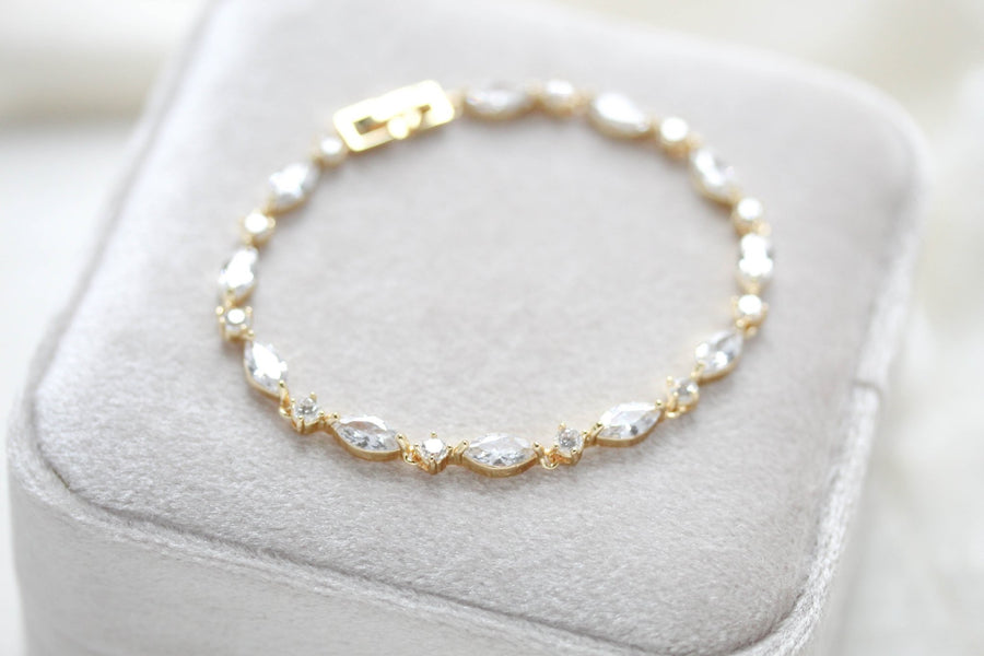 Dainty Rose gold cubic zirconia bridal bracelet - LIV - Treasures by Agnes