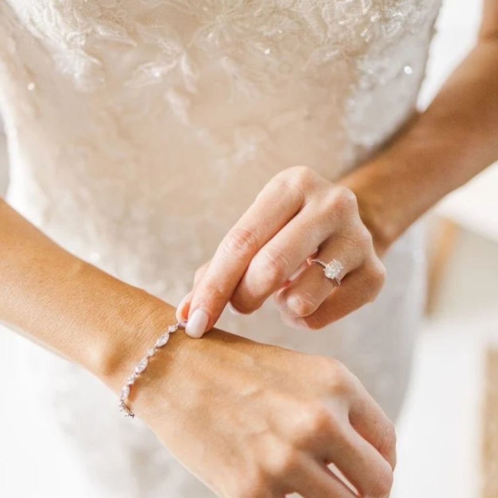 Dainty Rose gold cubic zirconia bridal bracelet LIV Treasures