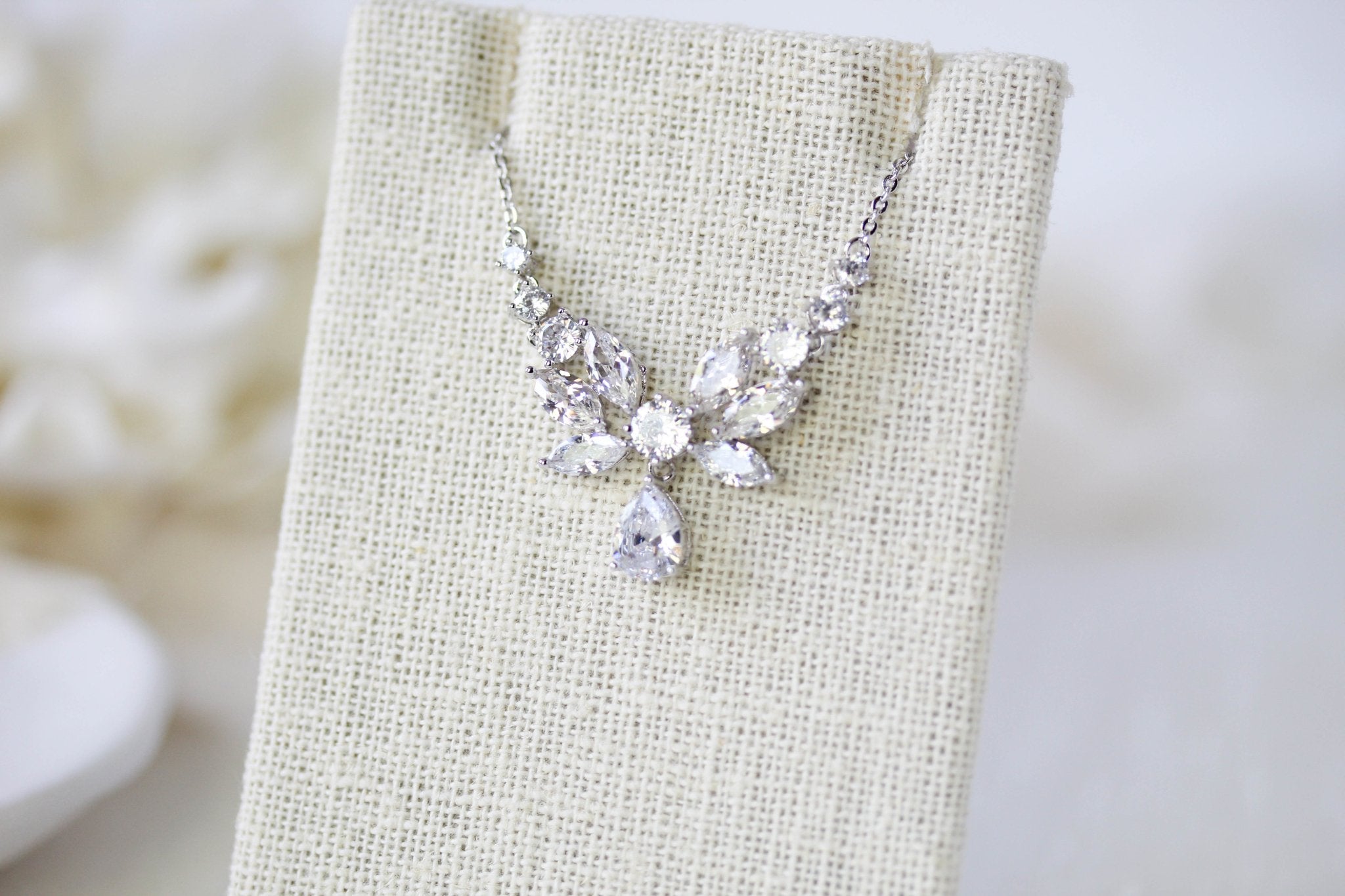 Dainty Rose Gold cubic zirconia Bridal necklace - JOSIE - Treasures by Agnes