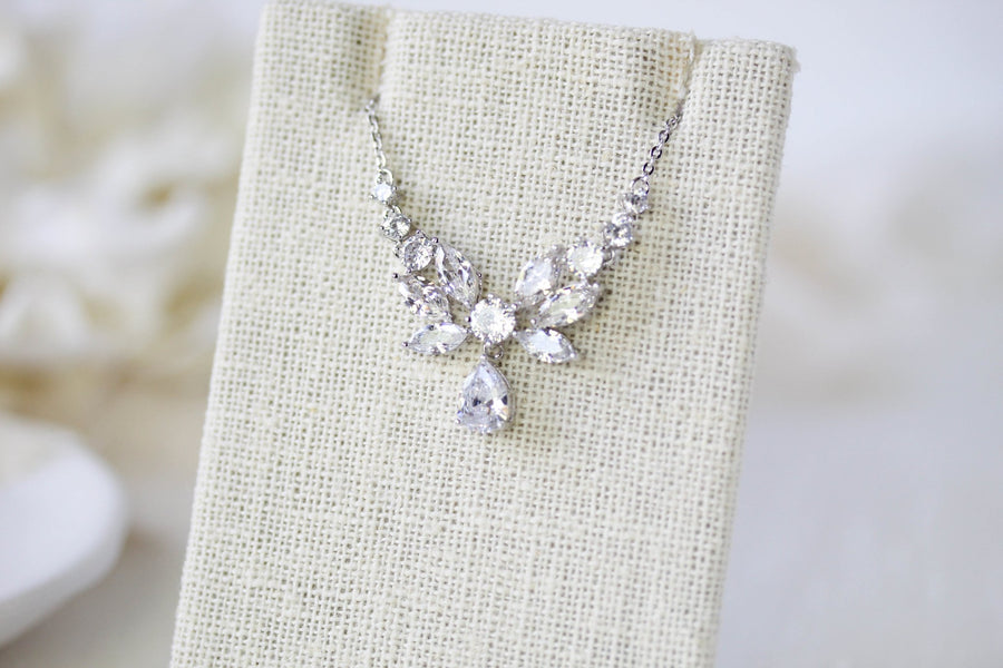 Dainty Rose Gold cubic zirconia Bridal necklace - JOSIE - Treasures by Agnes