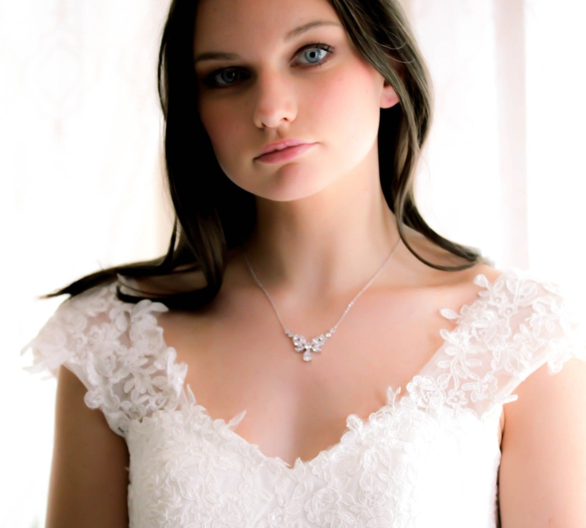 Dainty Rose Gold cubic zirconia Bridal necklace - JOSIE - Treasures by Agnes
