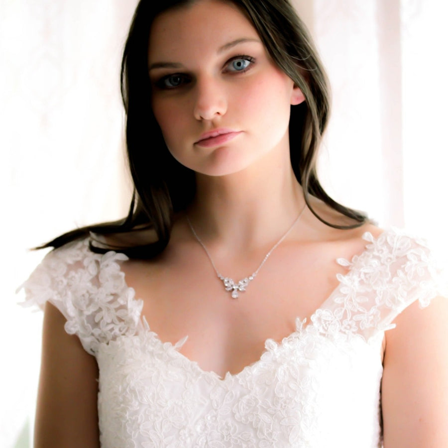 Dainty Rose Gold cubic zirconia Bridal necklace - JOSIE - Treasures by Agnes