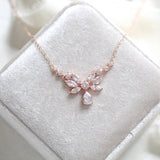 Dainty Rose Gold cubic zirconia Bridal necklace - JOSIE - Treasures by Agnes