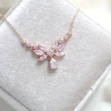 Dainty Rose Gold cubic zirconia Bridal necklace - JOSIE - Treasures by Agnes