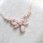 Dainty Rose Gold cubic zirconia Bridal necklace - JOSIE - Treasures by Agnes