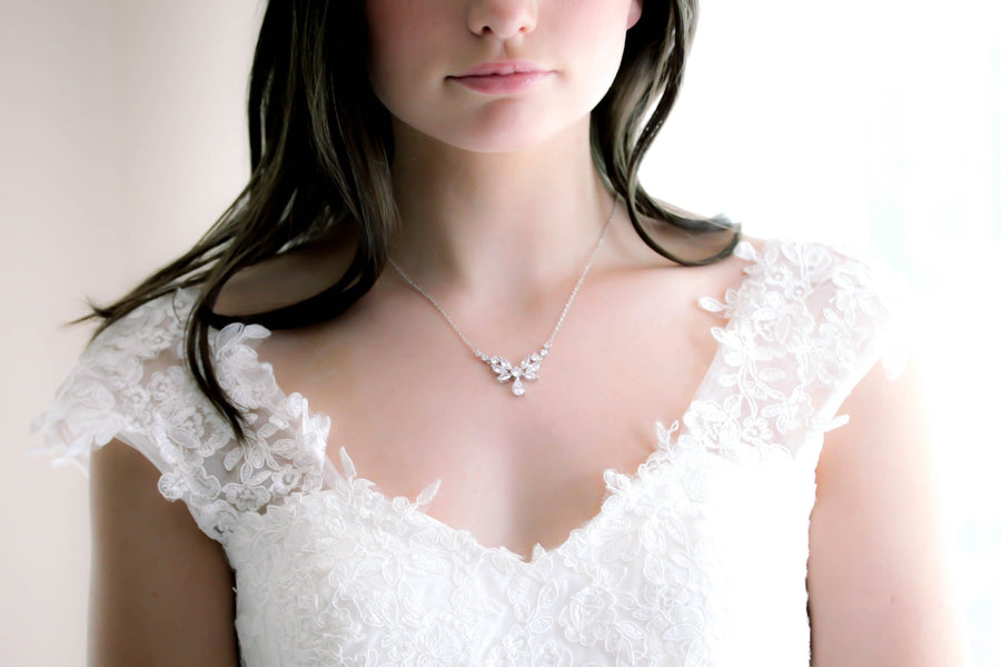 Dainty Rose Gold cubic zirconia Bridal necklace - JOSIE - Treasures by Agnes