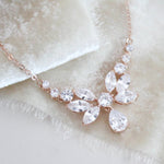 Dainty Rose Gold cubic zirconia Bridal necklace - JOSIE - Treasures by Agnes