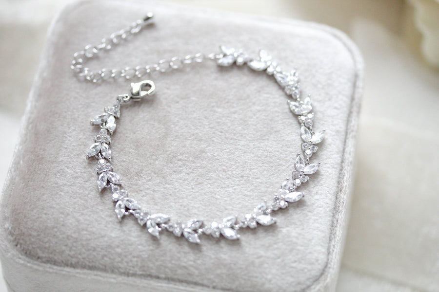 Dainty rose gold cubic zirconia tennis bracelet- ANDREA