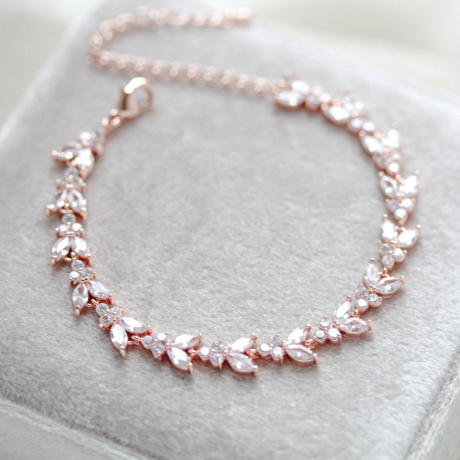 Dainty rose gold cubic zirconia tennis bracelet- ANDREA