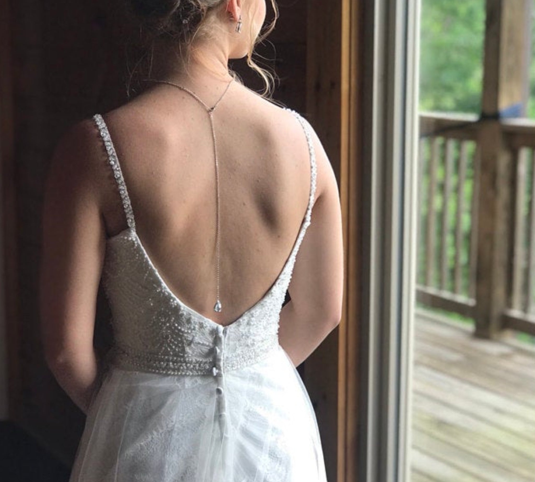 Dainty Rose gold CZ Bridal back drop necklace - TAYLOR - Treasures by Agnes