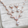 Dainty rose gold CZ bridal necklace and earring set - MARISOL