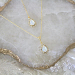 Dainty Swarovski white opal backdrop necklace - GIA - Treasures by Agnes