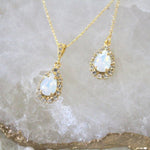 Dainty Swarovski white opal backdrop necklace - GIA - Treasures by Agnes