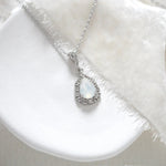 Dainty White opal crystal backdrop necklace - GIA