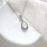 Dainty White opal crystal backdrop necklace - GIA