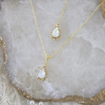 Dainty Swarovski white opal backdrop necklace - GIA - Treasures by Agnes