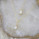 Dainty Swarovski white opal backdrop necklace - GIA - Treasures by Agnes