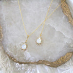 Dainty Swarovski white opal backdrop necklace - GIA - Treasures by Agnes