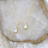 Dainty Swarovski white opal backdrop necklace - GIA - Treasures by Agnes
