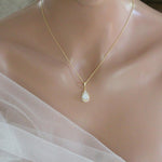 Dainty Swarovski white opal backdrop necklace - GIA - Treasures by Agnes