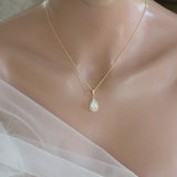Dainty Swarovski white opal backdrop necklace - GIA - Treasures by Agnes