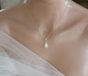 Dainty Swarovski white opal backdrop necklace - GIA - Treasures by Agnes
