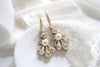 Delicate Antique gold Austrian crystal drop Bridal earrings - SYLVIA