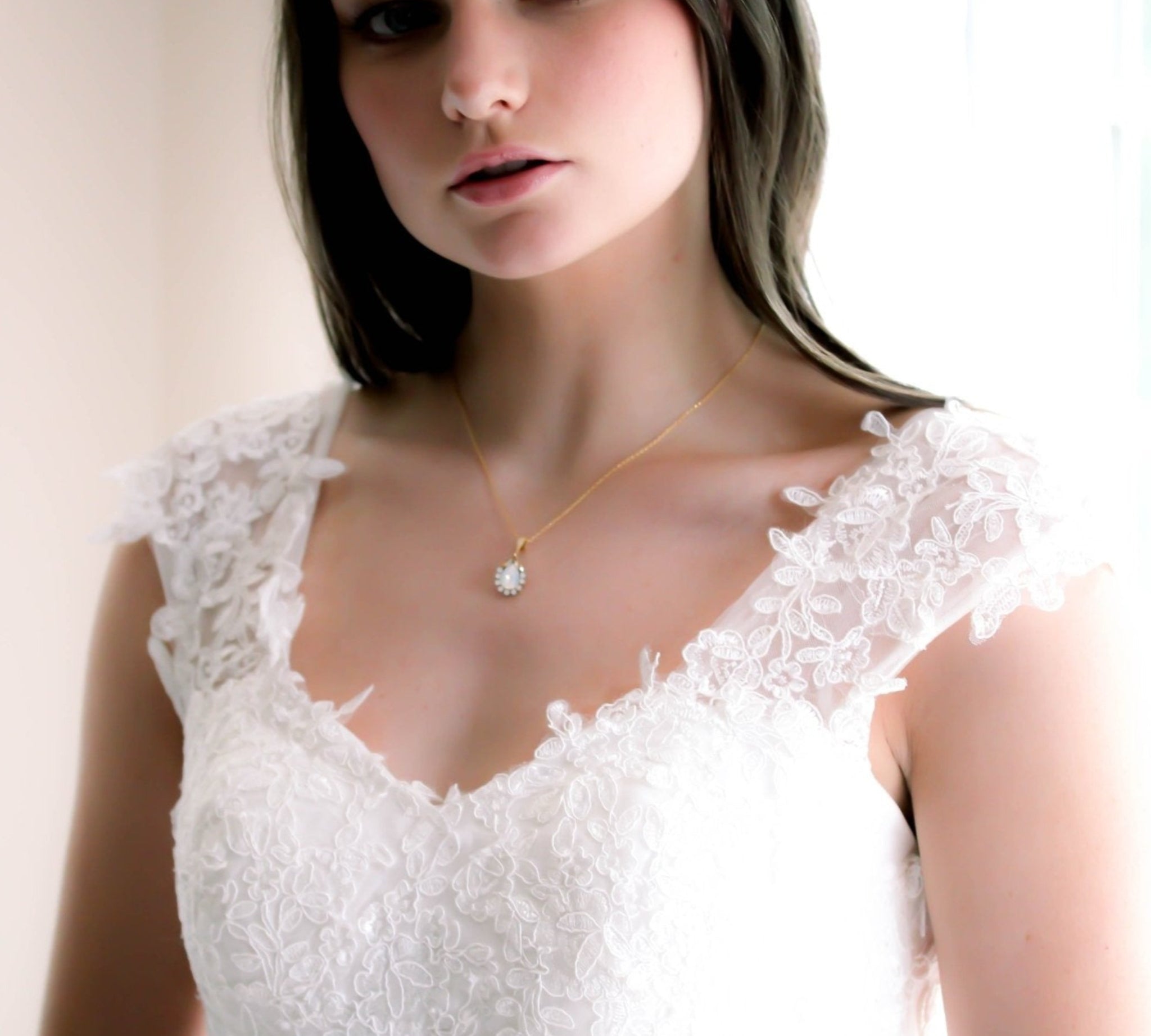 Delicate crystal Bridal backdrop necklace - GIGI - Treasures by Agnes