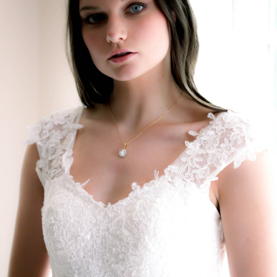 Delicate crystal Bridal backdrop necklace - GIGI - Treasures by Agnes