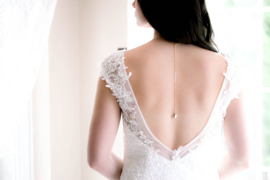 Delicate crystal Bridal backdrop necklace - GIGI - Treasures by Agnes