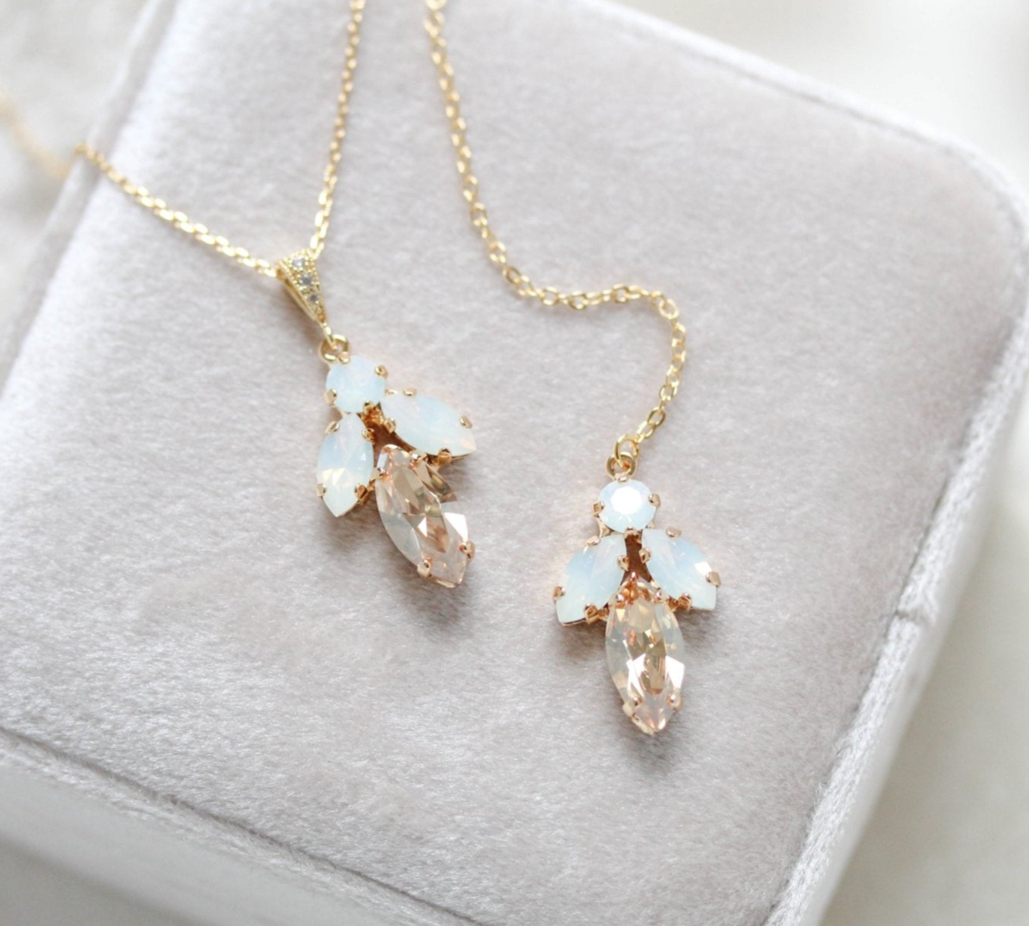 Delicate crystal bridal backdrop necklace - JOYCE