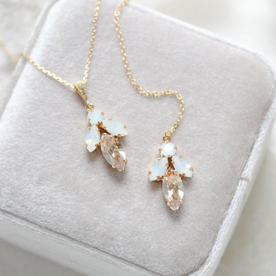 Delicate crystal bridal backdrop necklace - JOYCE