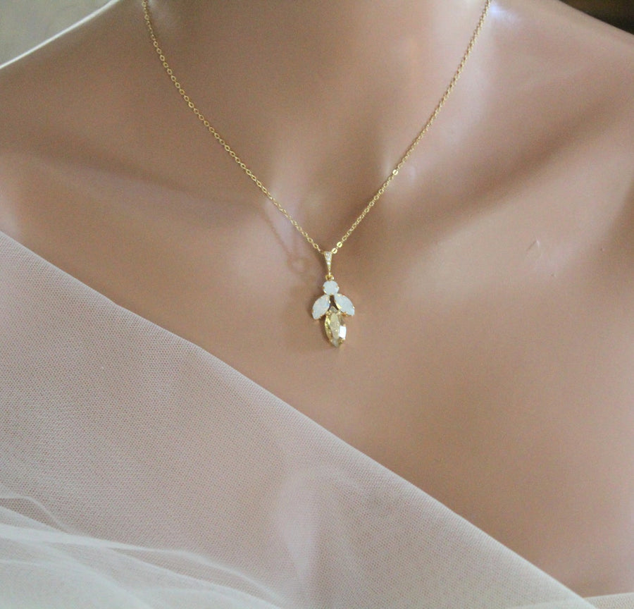 Delicate Swarovski crystal bridal backdrop necklace - JOYCE - Treasures by Agnes