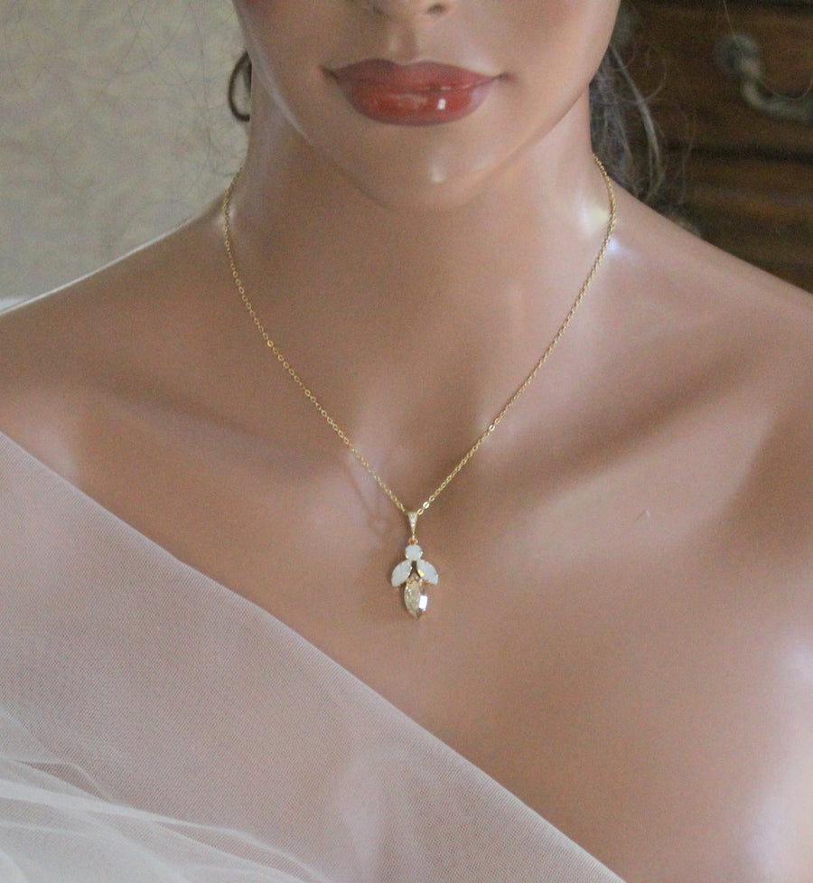 Delicate Swarovski crystal bridal backdrop necklace - JOYCE - Treasures by Agnes