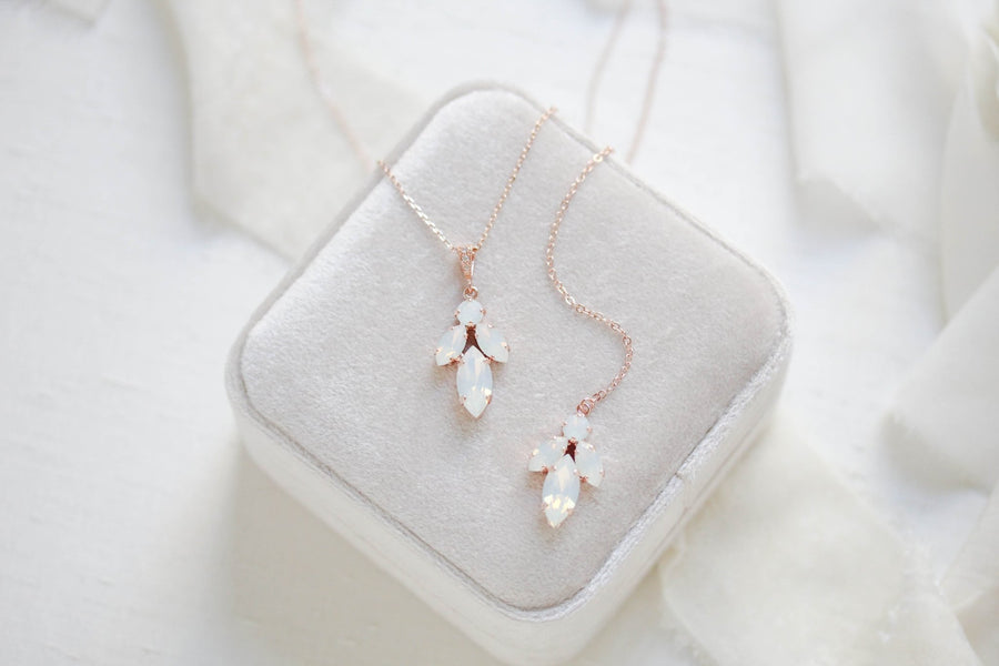 Delicate crystal bridal backdrop necklace - JOYCE