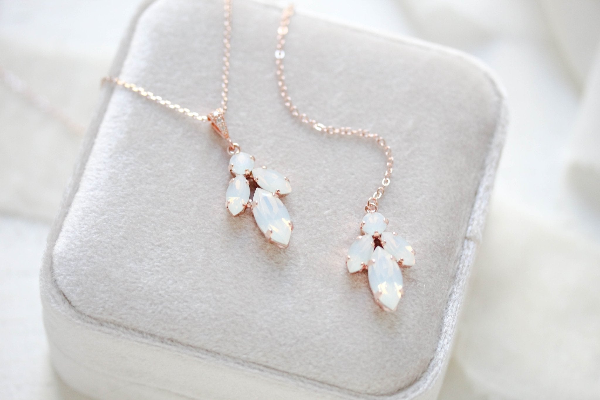Delicate crystal bridal backdrop necklace - JOYCE