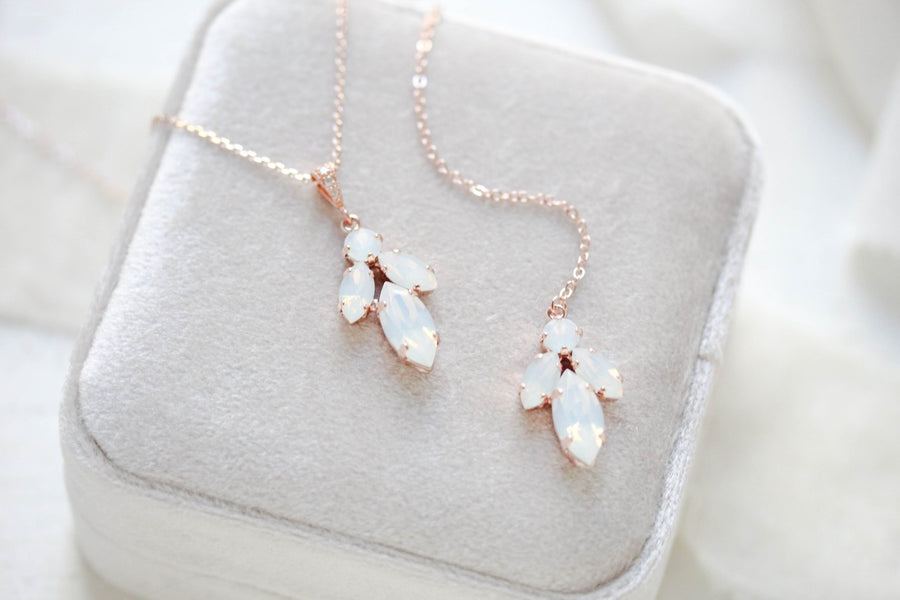 Delicate crystal bridal backdrop necklace - JOYCE