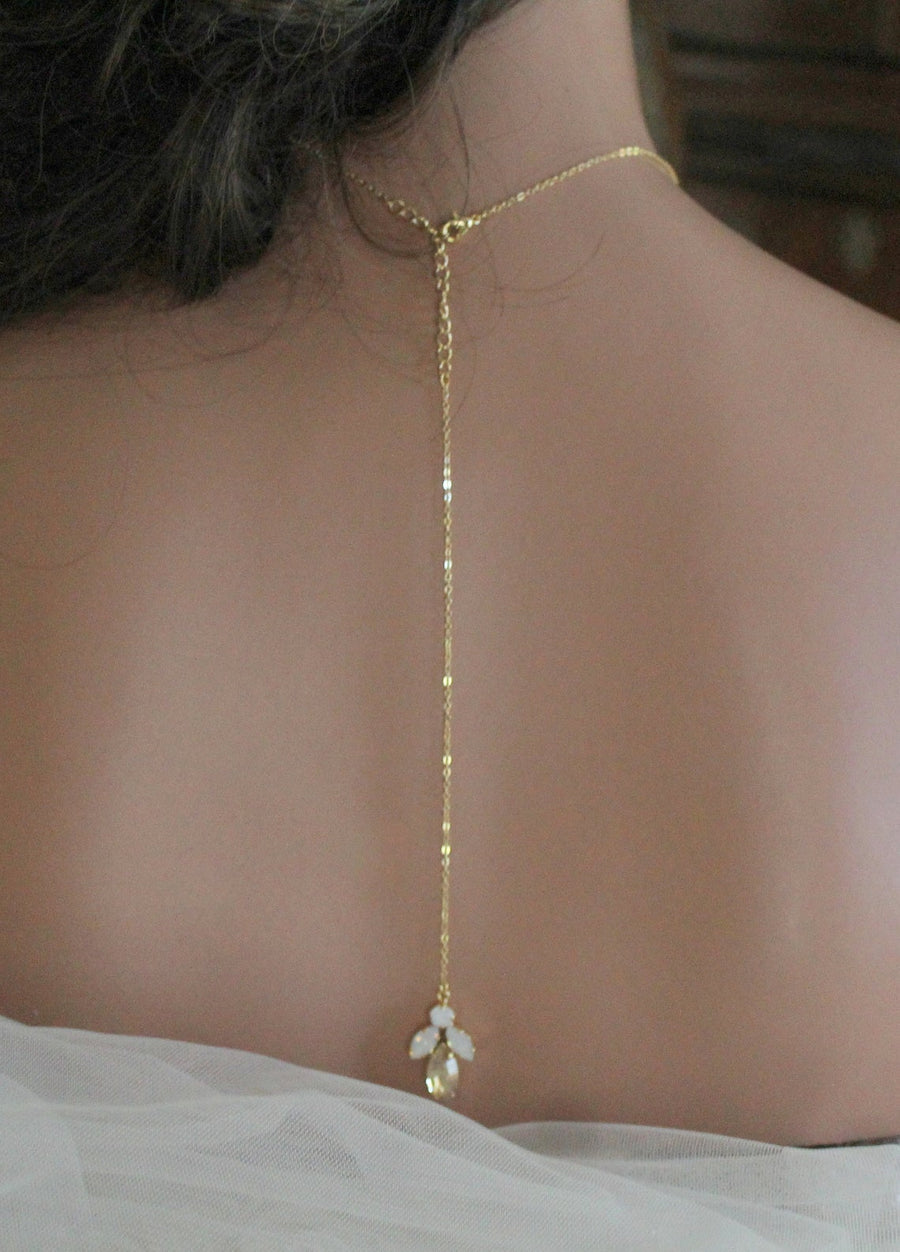 Delicate Swarovski crystal bridal backdrop necklace - JOYCE - Treasures by Agnes